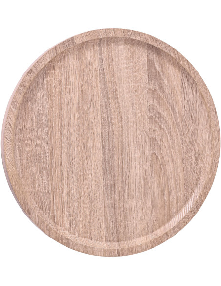 Table d'appoint gigogne industrielle chic Ronde Bois Marron chêne Métal Noir Mat Sonea - 5