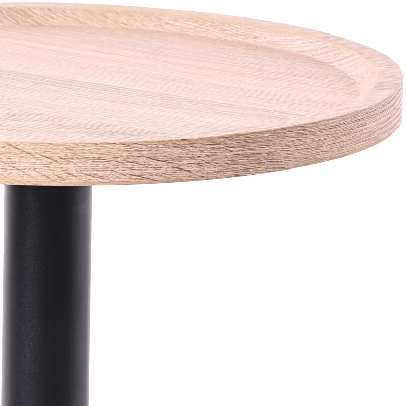 Table basse industrielle chic Ronde 40 cm Bois Marron chêne Métal Noir Sonea - 2