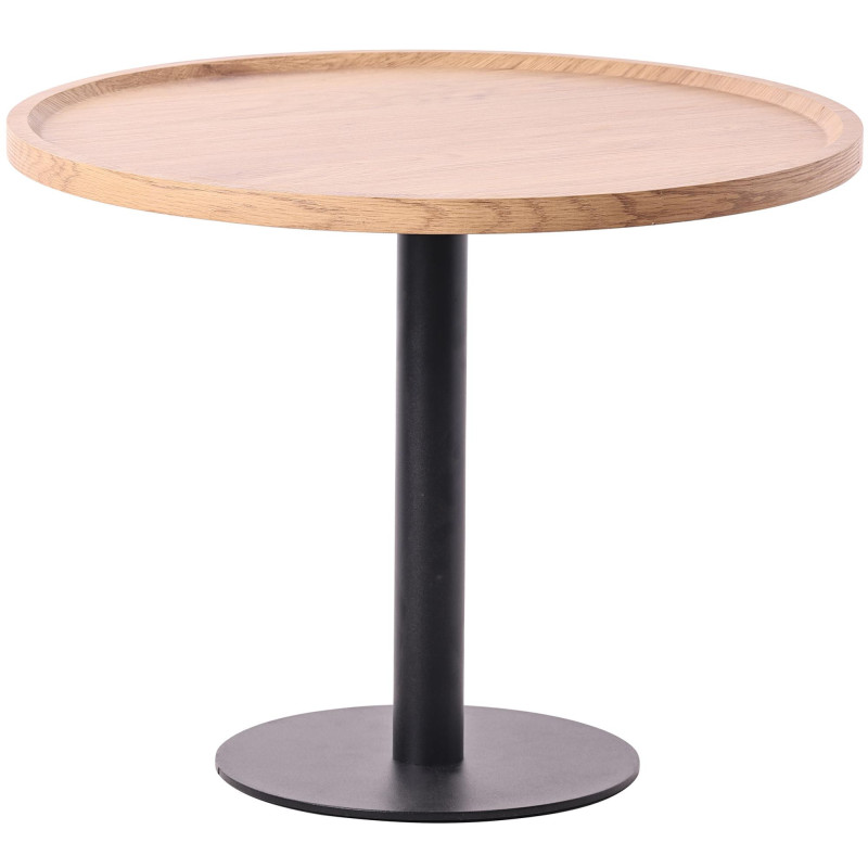Table basse industrielle chic Ronde 60 cm Bois Naturel Métal Noir Sonea - 1