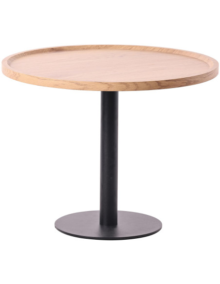 Table basse industrielle chic Ronde 60 cm Bois Naturel Métal Noir Sonea - 1