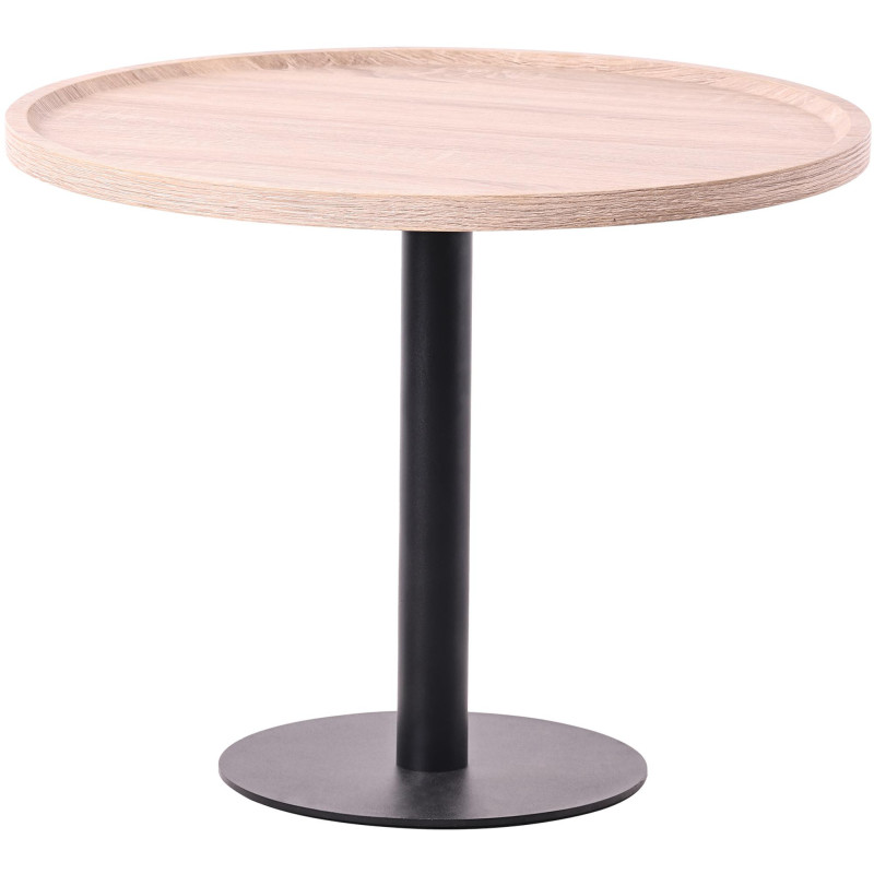 Table basse industrielle chic Ronde 60 cm Bois Marron chêne Métal Noir Sonea - 1
