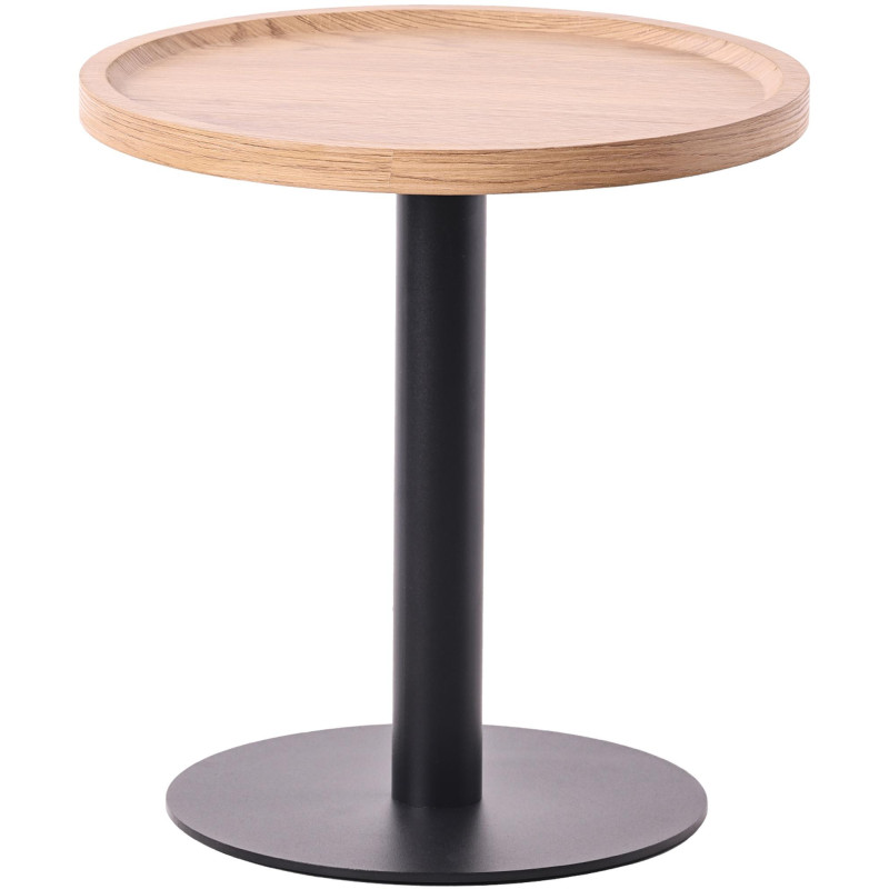 Table basse industrielle chic Ronde 40 cm Bois Naturel Métal Noir Sonea - 1