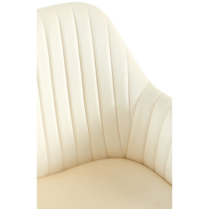 Fauteuil de table chic pivotant Tissu Blanc crème Vieilli Métal Noir Nolen - 4
