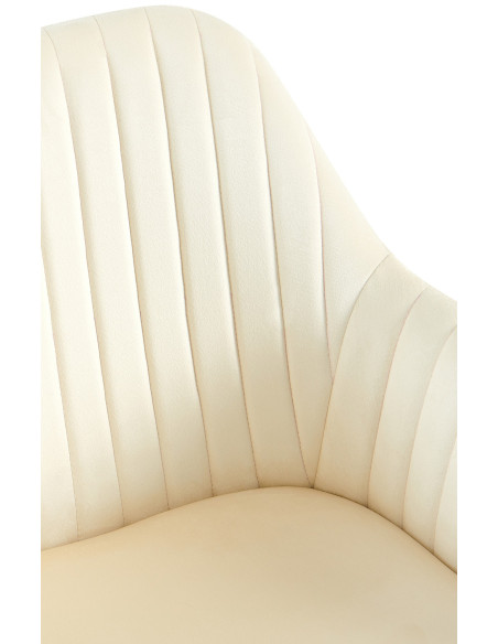 Fauteuil de table chic pivotant Tissu Blanc crème Vieilli Métal Noir Nolen - 4