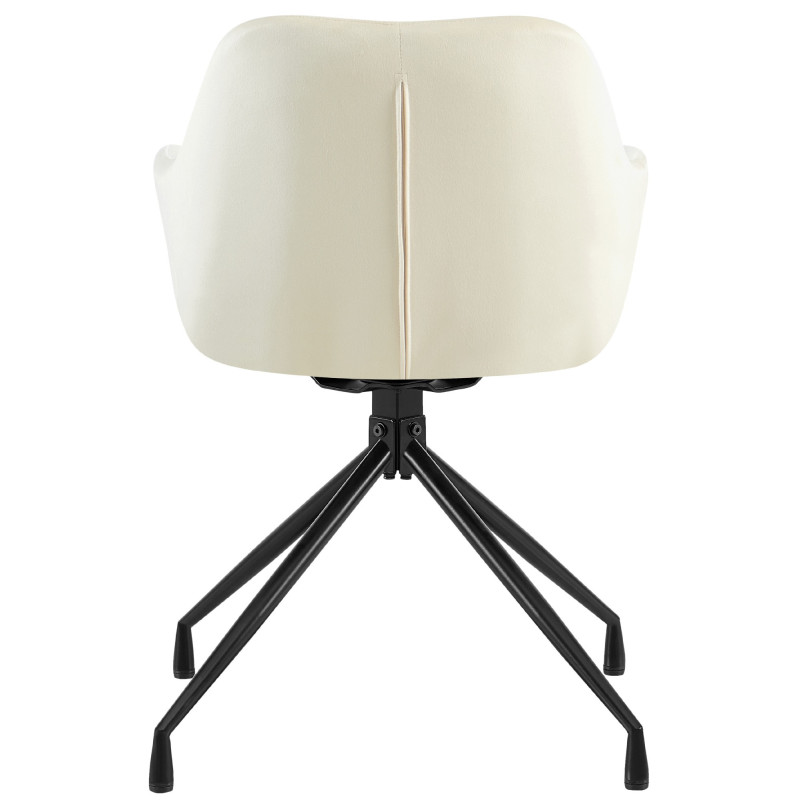 Fauteuil de table chic pivotant Tissu Blanc crème Vieilli Métal Noir Nolen - 3