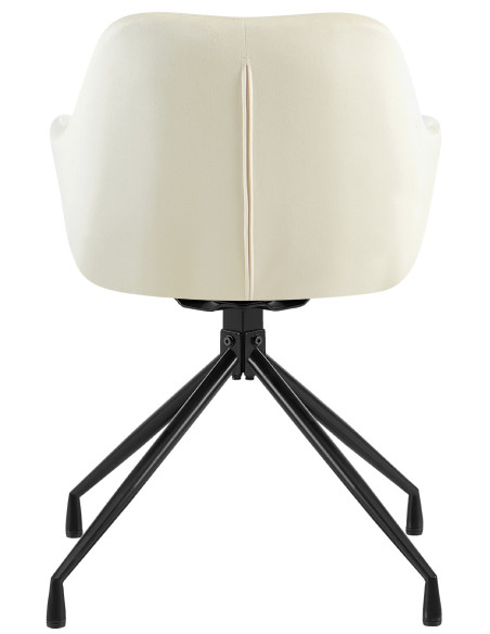 Fauteuil de table chic pivotant Tissu Blanc crème Vieilli Métal Noir Nolen - 3
