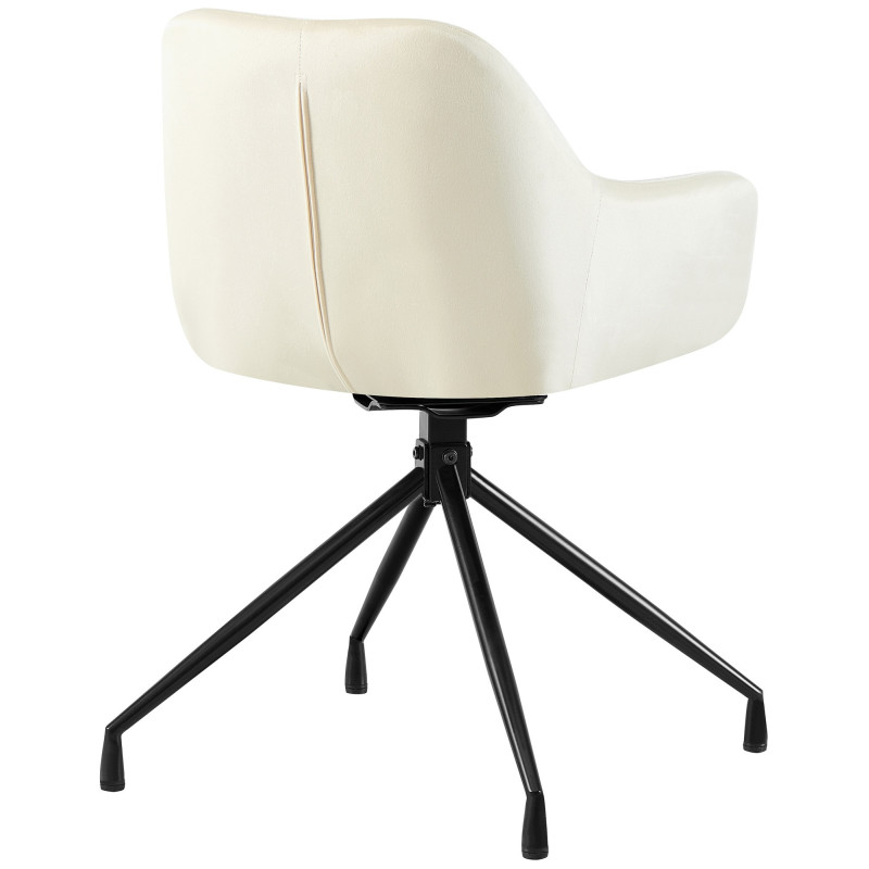 Fauteuil de table chic pivotant Tissu Blanc crème Vieilli Métal Noir Nolen - 2