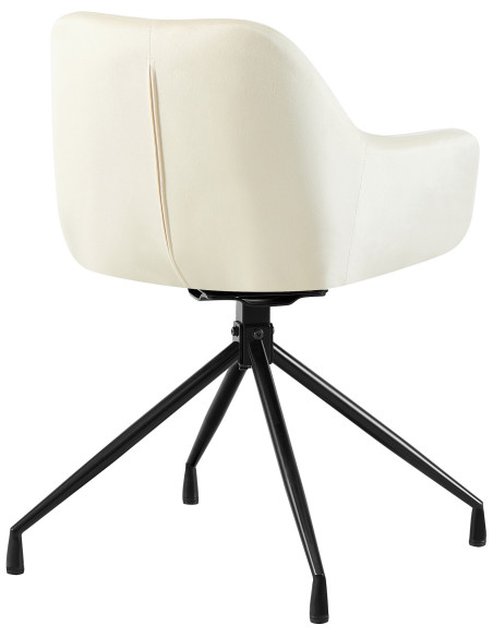 Fauteuil de table chic pivotant Tissu Blanc crème Vieilli Métal Noir Nolen - 2