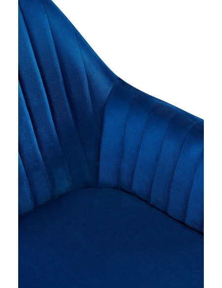 Fauteuil de table chic pivotant Tissu Bleu foncé Vieilli Métal Noir Nolen - 4