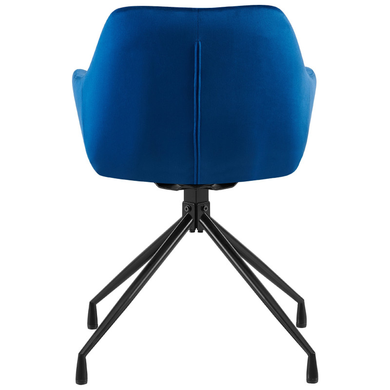 Fauteuil de table chic pivotant Tissu Bleu foncé Vieilli Métal Noir Nolen - 3