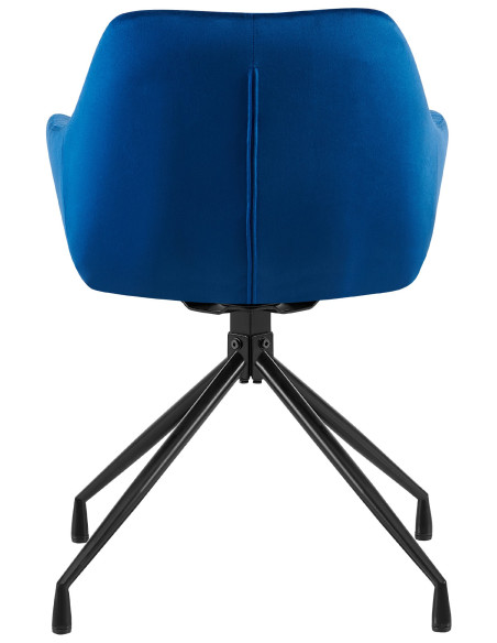 Fauteuil de table chic pivotant Tissu Bleu foncé Vieilli Métal Noir Nolen - 3