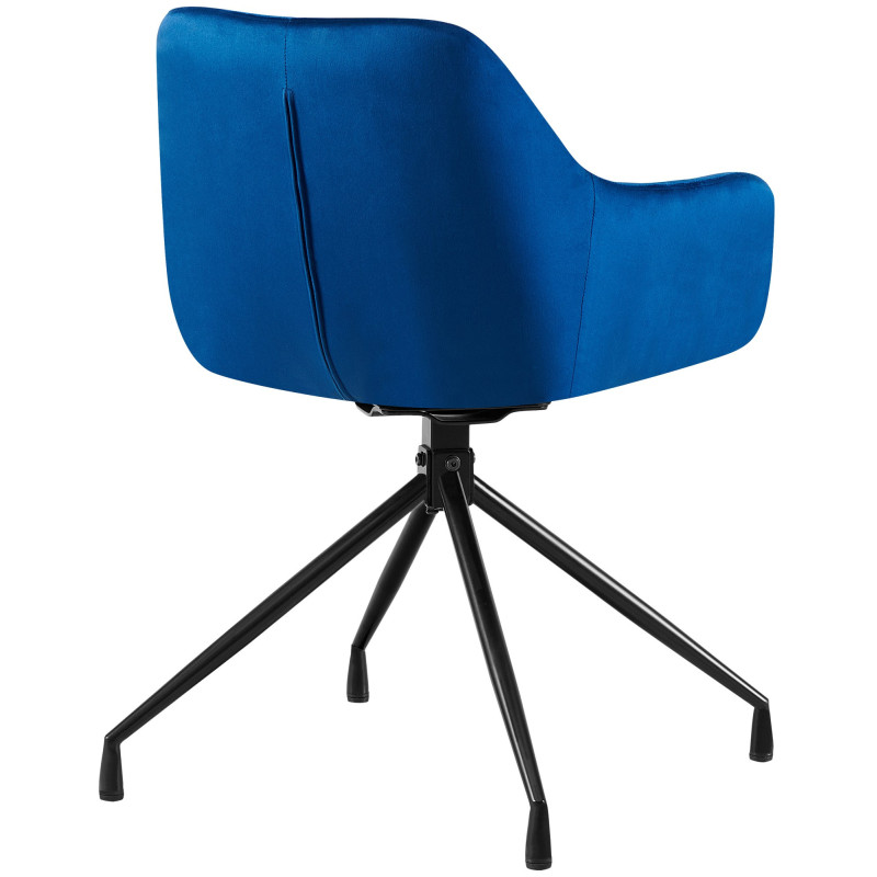 Fauteuil de table chic pivotant Tissu Bleu foncé Vieilli Métal Noir Nolen - 2