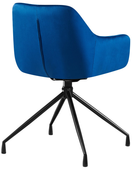 Fauteuil de table chic pivotant Tissu Bleu foncé Vieilli Métal Noir Nolen - 2