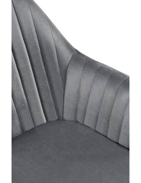 Fauteuil de table chic pivotant Tissu Gris foncé Vieilli Métal Noir Nolen - 4