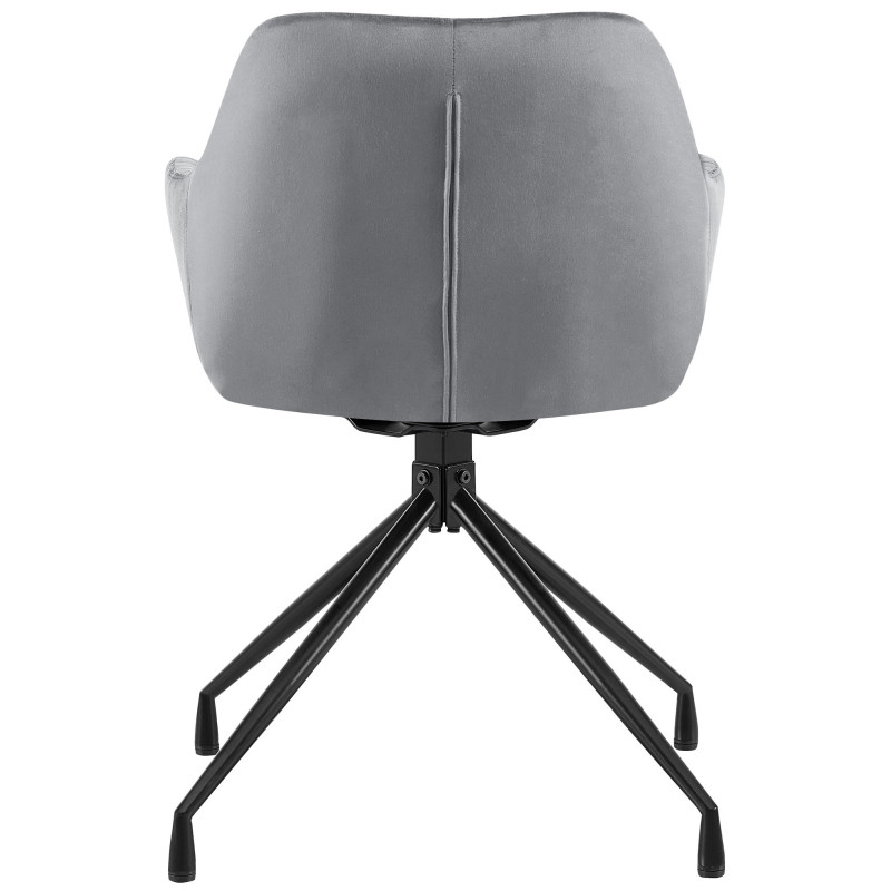 Fauteuil de table chic pivotant Tissu Gris foncé Vieilli Métal Noir Nolen - 3