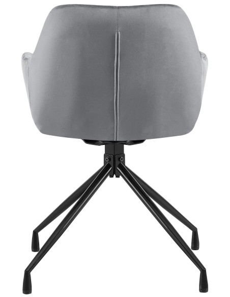 Fauteuil de table chic pivotant Tissu Gris foncé Vieilli Métal Noir Nolen - 3