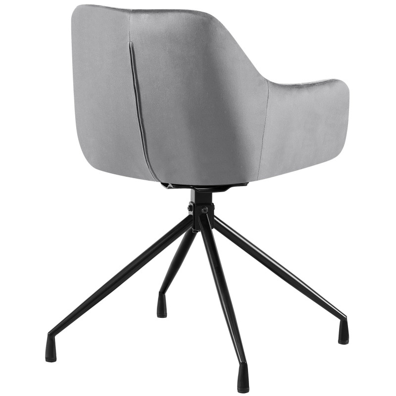 Fauteuil de table chic pivotant Tissu Gris foncé Vieilli Métal Noir Nolen - 2