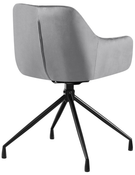 Fauteuil de table chic pivotant Tissu Gris foncé Vieilli Métal Noir Nolen - 2