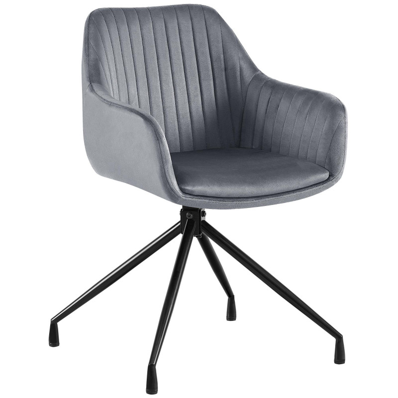 Fauteuil de table chic pivotant Tissu Gris foncé Vieilli Métal Noir Nolen - 1