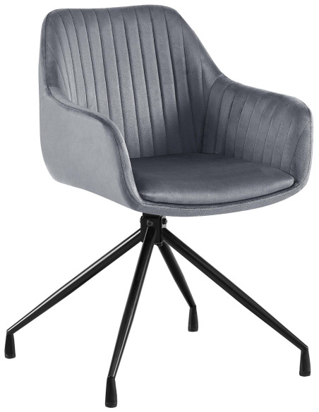 Fauteuil de table chic pivotant Tissu Gris foncé Vieilli Métal Noir Nolen - 1
