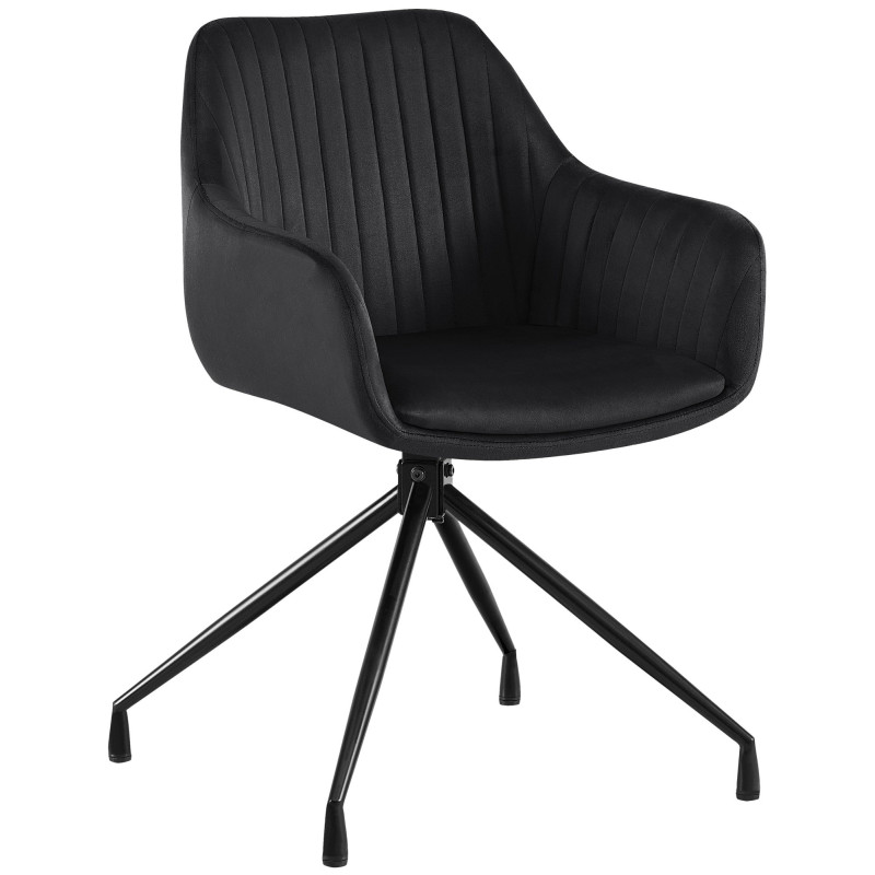 Fauteuil de table chic pivotant Tissu Noir Vieilli Métal Noir Nolen - 1