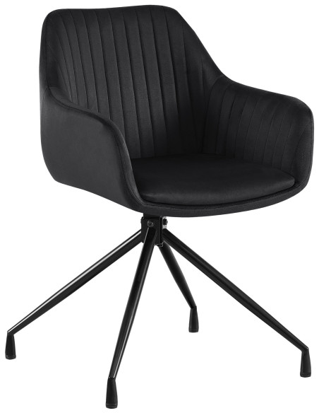 Fauteuil de table chic pivotant Tissu Noir Vieilli Métal Noir Nolen - 1