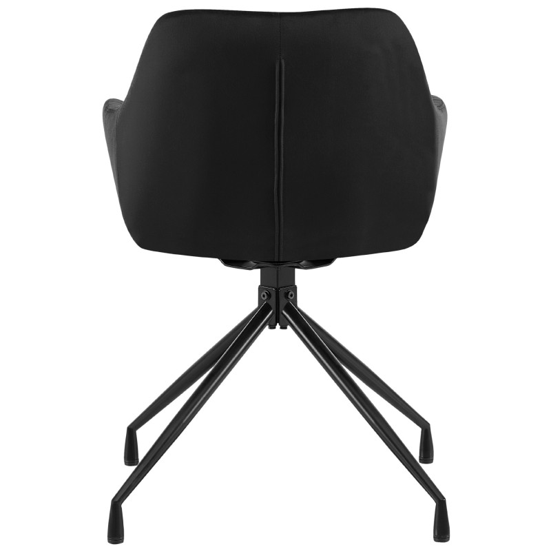 Fauteuil de table chic pivotant Tissu Noir Vieilli Métal Noir Nolen - 3
