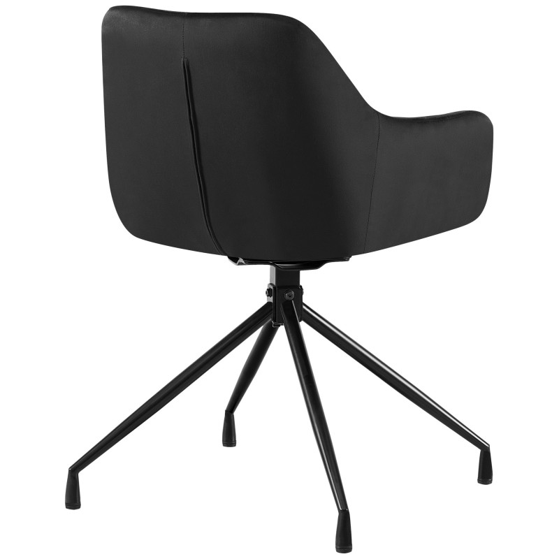 Fauteuil de table chic pivotant Tissu Noir Vieilli Métal Noir Nolen - 4