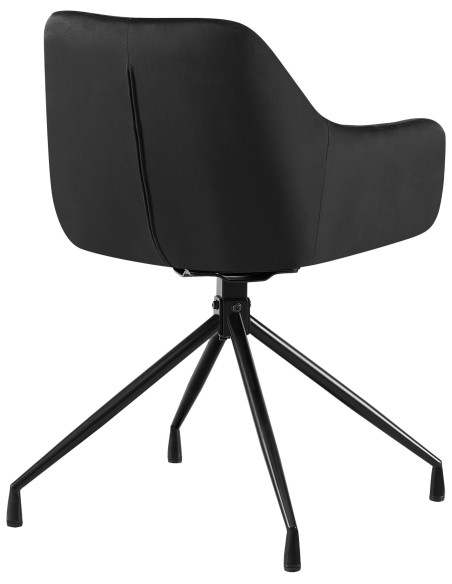 Fauteuil de table chic pivotant Tissu Noir Vieilli Métal Noir Nolen - 4