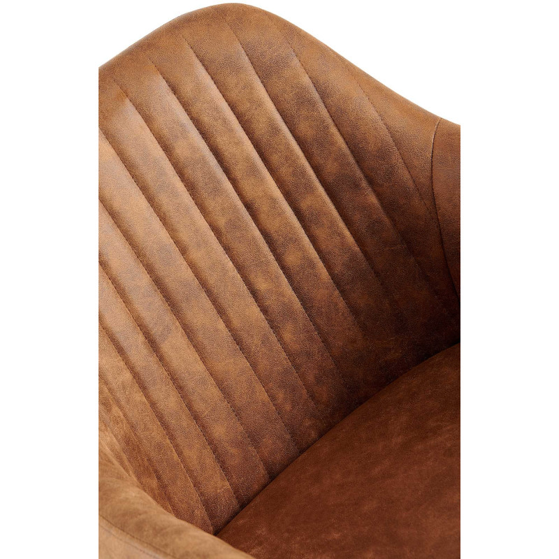 Fauteuil de table vintage chic pivotant Polyuréthane Marron clair Vieilli Métal Noir Nolen - 4