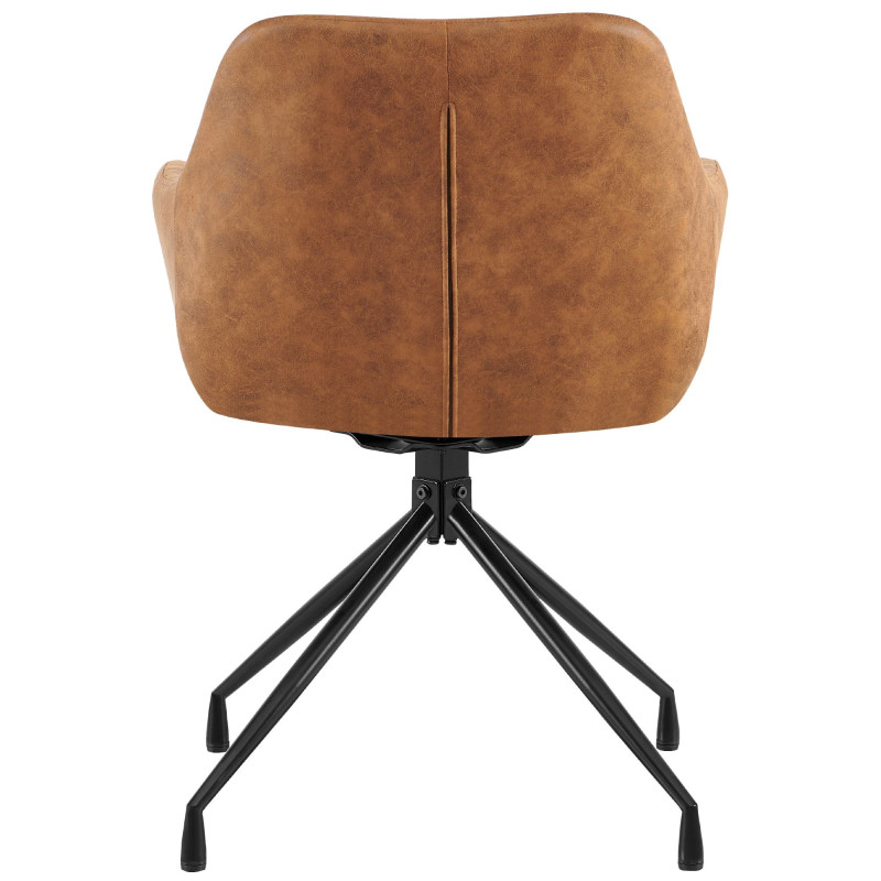 Fauteuil de table vintage chic pivotant Polyuréthane Marron clair Vieilli Métal Noir Nolen - 3