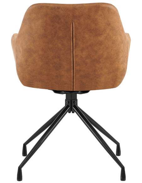 Fauteuil de table vintage chic pivotant Polyuréthane Marron clair Vieilli Métal Noir Nolen - 3