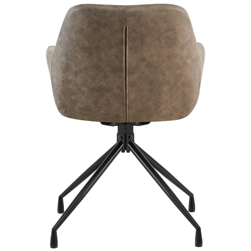 Fauteuil de table vintage chic pivotant Polyuréthane Gris Vieilli Métal Noir Nolen - 2