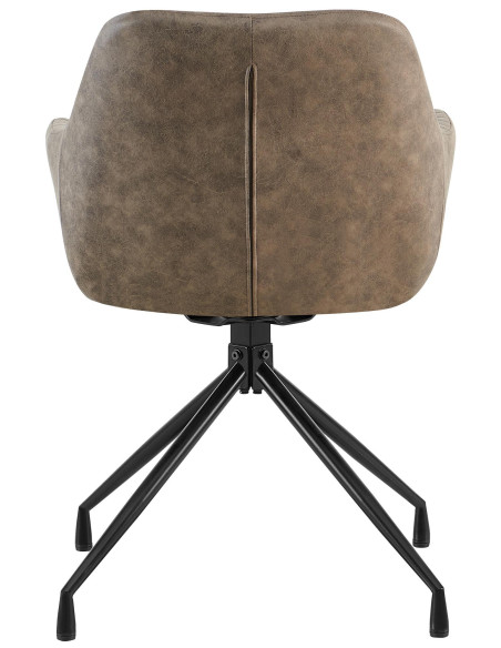 Fauteuil de table vintage chic pivotant Polyuréthane Gris Vieilli Métal Noir Nolen - 2