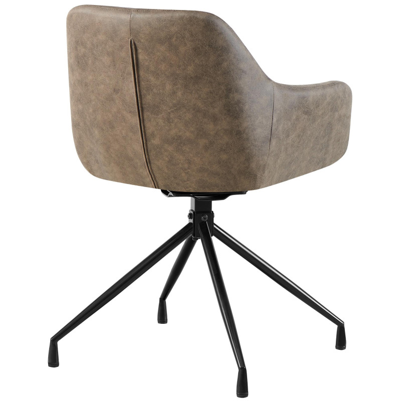 Fauteuil de table vintage chic pivotant Polyuréthane Gris Vieilli Métal Noir Nolen - 3