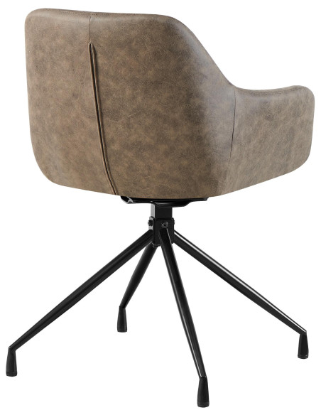 Fauteuil de table vintage chic pivotant Polyuréthane Gris Vieilli Métal Noir Nolen - 3