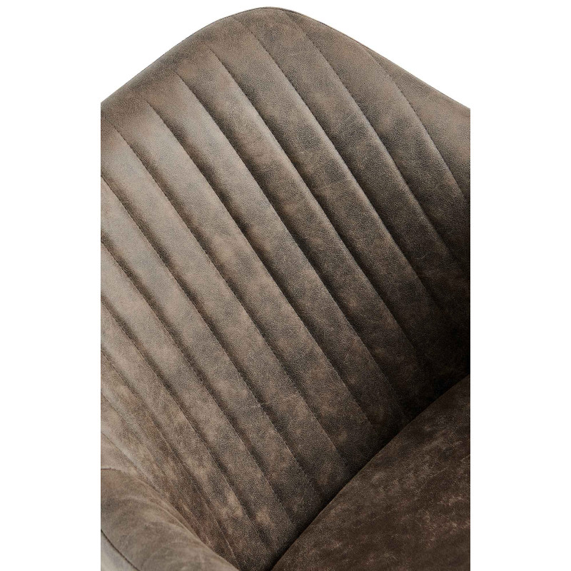 Fauteuil de table vintage chic pivotant Polyuréthane Gris Vieilli Métal Noir Nolen - 4