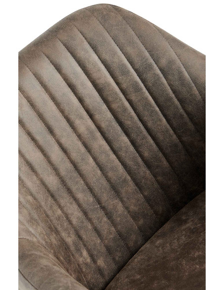 Fauteuil de table vintage chic pivotant Polyuréthane Gris Vieilli Métal Noir Nolen - 4