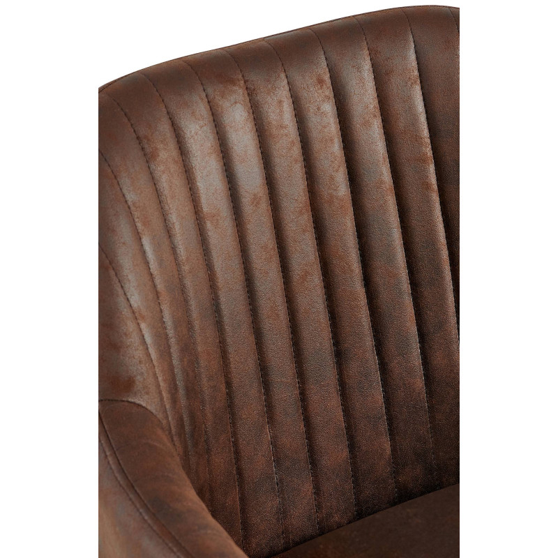 Fauteuil de table vintage chic pivotant Polyuréthane Marron foncé Vieilli Métal Noir Nolen - 4
