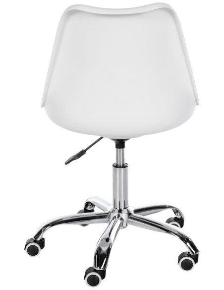 Chaise de bureau à roulettess design Polyuréthane Polypropylène Blanc Métal Argenté Chromé Silea - 4