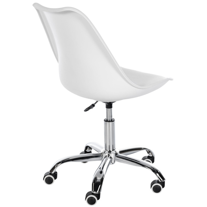 Chaise de bureau à roulettess design Polyuréthane Polypropylène Blanc Métal Argenté Chromé Silea - 3