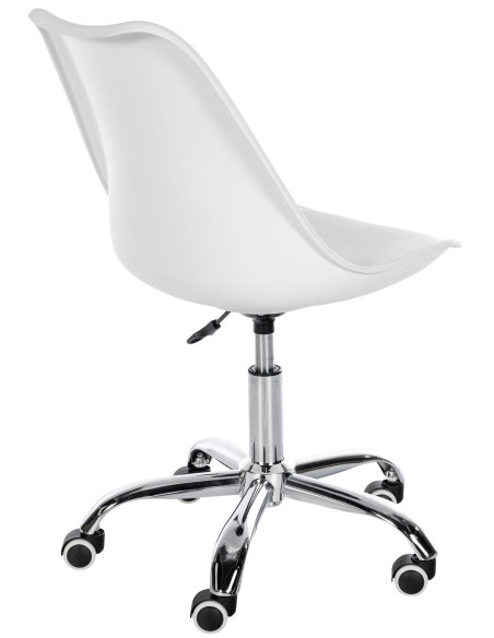 Chaise de bureau à roulettess design Polyuréthane Polypropylène Blanc Métal Argenté Chromé Silea - 3