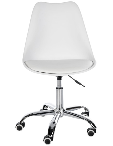 Chaise de bureau à roulettess design Polyuréthane Polypropylène Blanc Métal Argenté Chromé Silea - 2