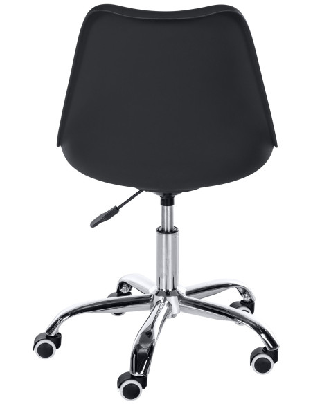 Chaise de bureau à roulettess design Polyuréthane Polypropylène Noir Métal Argenté Chromé Silea - 4
