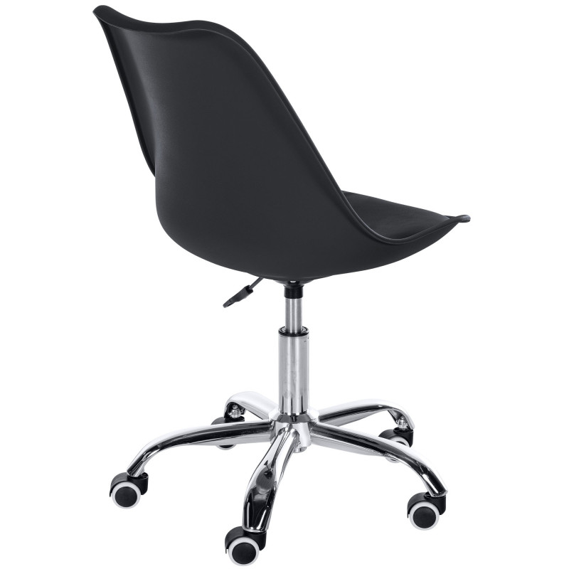 Chaise de bureau à roulettess design Polyuréthane Polypropylène Noir Métal Argenté Chromé Silea - 3