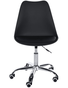 Chaise de bureau à roulettess design Polyuréthane Polypropylène Noir Métal Argenté Chromé Silea - 2