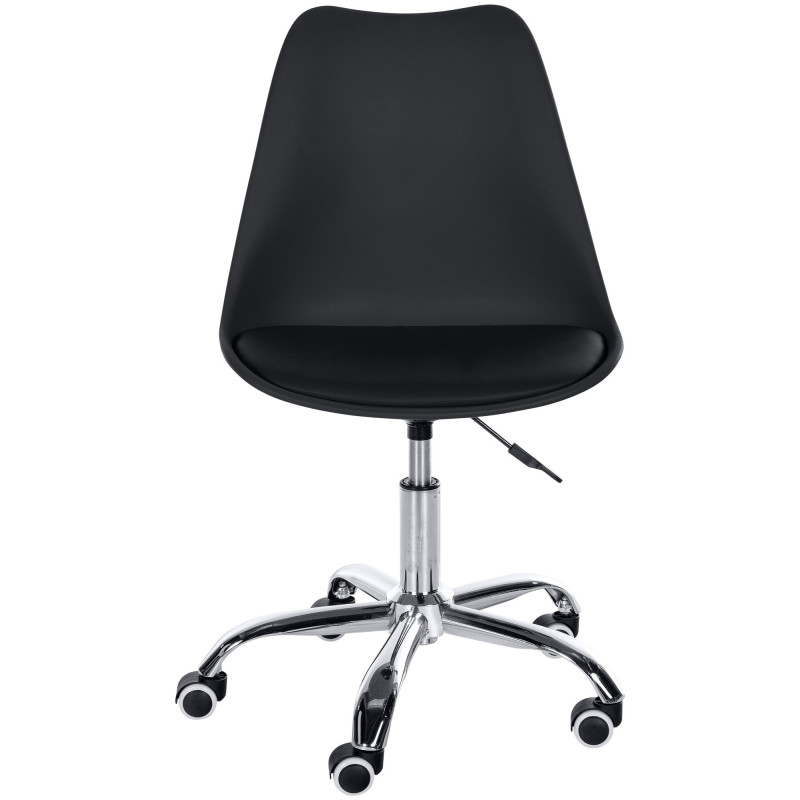 Chaise de bureau à roulettess design Polyuréthane Polypropylène Noir Métal Argenté Chromé Silea - 2