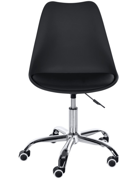 Chaise de bureau à roulettess design Polyuréthane Polypropylène Noir Métal Argenté Chromé Silea - 2