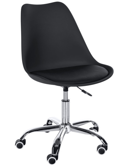 Chaise de bureau à roulettess design Polyuréthane Polypropylène Noir Métal Argenté Chromé Silea - 1