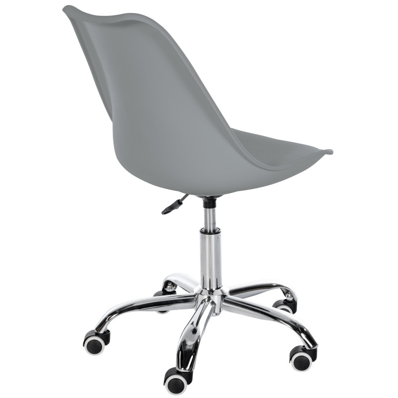 Chaise de bureau à roulettess design Polyuréthane Polypropylène Gris Métal Argenté Chromé Silea - 3